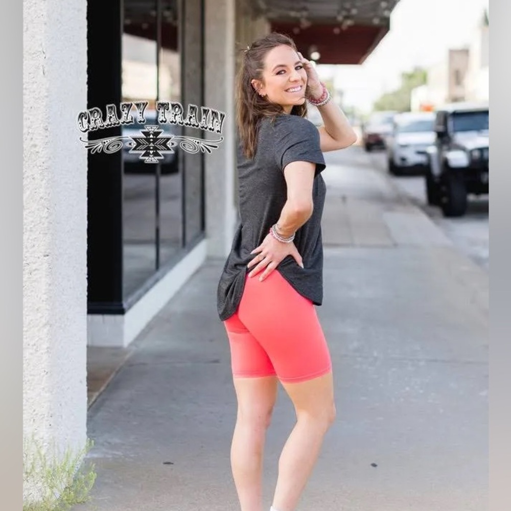 NWT! Crazy Train NEON Coral Women’s Bike Shorts! 💕 - Picture 2 of 4